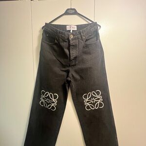 Loewe Dark Jeans with White Knee Embroidery